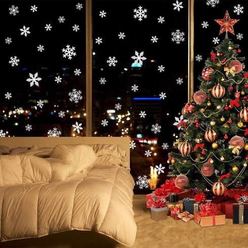 LUDILO 135Pcs Christmas Window Clings, Snowflakes Window Decals for Christmas Decorations, Ornaments