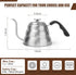 Tea Kettle with Thermometer, Silver Gooseneck 28 oz Stainless Steel Pour Over Coffee Kettle for Stovetop Tea