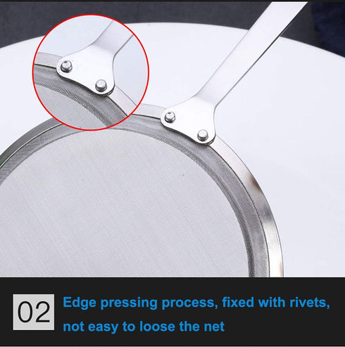 Fine Mesh Strainers, SUS 304 Premium Stainless Steel Kitchen Colander Sieve, Hand-held Oil Spoon with Good Grip