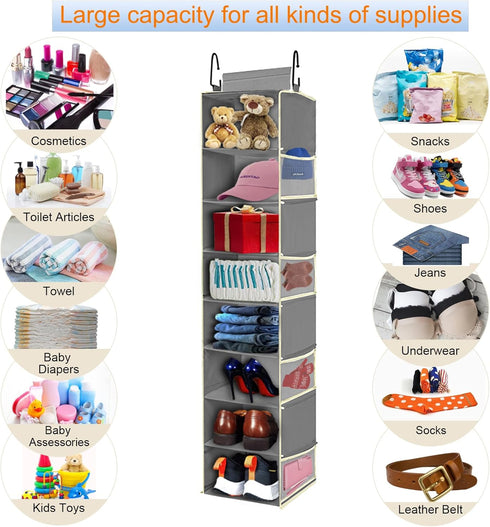 8-Shelf, Closet 8 9" 11.8" 48" Large-Sized Hanging Shoe Organizer Hanging Organizer with Side Pockets, Wider Hanging