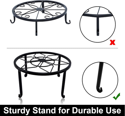 4 Pack yosager Metal Plant Stands for Flower Pot, Heavy Duty Black Iron Potted Stand Holder, Indoor Outdoor Rustproof