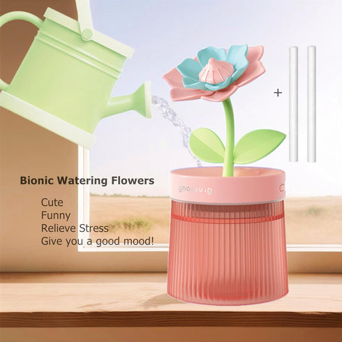Bedroom Quiet Mini Humidifier, 260ml Auto Shut Off Desk Humidifier with Flower, 7 Colors Night Light for Travel