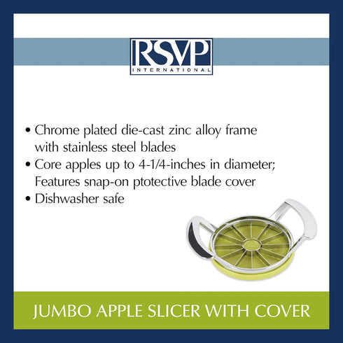 RSVP International Jumbo Slicer, Core and Slice Apples Kitchen Tool Collection, 7.32x4.92", Stainless Steel with Lid