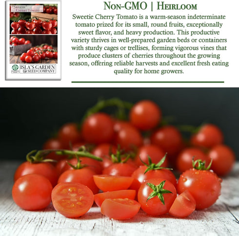 250+ Sweetie Cherry Tomato Seeds (Solanum lycopersicum) Non-GMO & Heirloom Seeds, Extra Sweet Flavor, Ideal