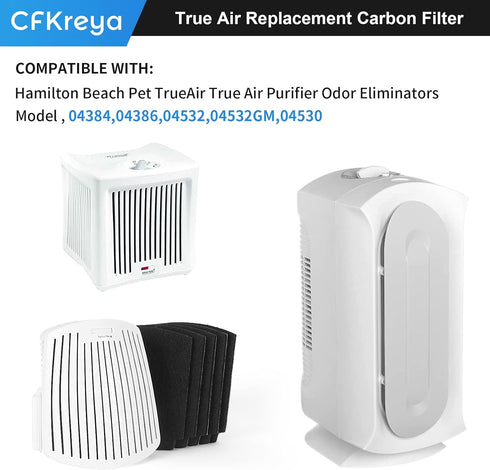 10-Pack 04383 True Air Replacement Filters Compatible with Hamilton Beach True Purifier Odor Eliminators Models 04383,