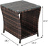 Rpuzonier Wicker Rattan Side Table, Outdoor Square Rattan Coffee End Table with Tempered Glass Top and Storage