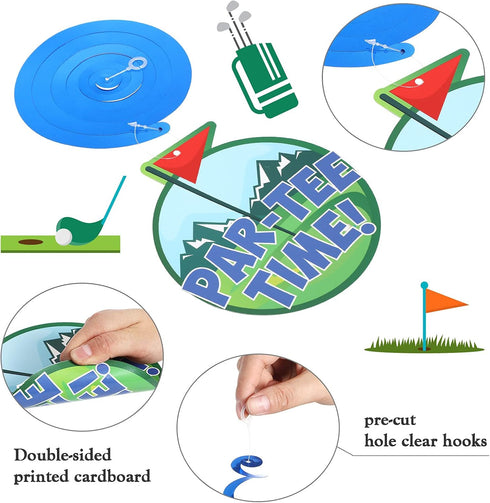 Clabby 41 Pcs Golf Party Decorations Swirls, Birthday Sports Theme Supplies for Kids Boys Men