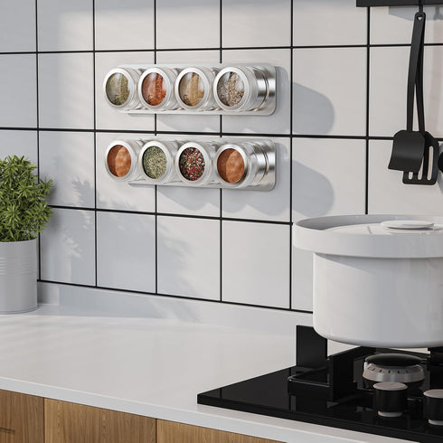 Set 16 4 Wall-Plates,100 Stickers,2 3 oz Vetacsion of Magnetic Spice Tins with Metal Preprinted Seasoning Label Styles