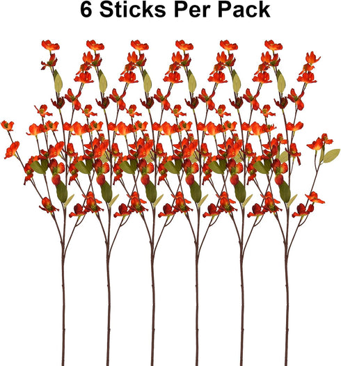 Artflower 6 Pack Artificial Silk Plum Blossom 23.6’’ Fake Flower Stems for Table Centerpieces Home Wedding Decoration