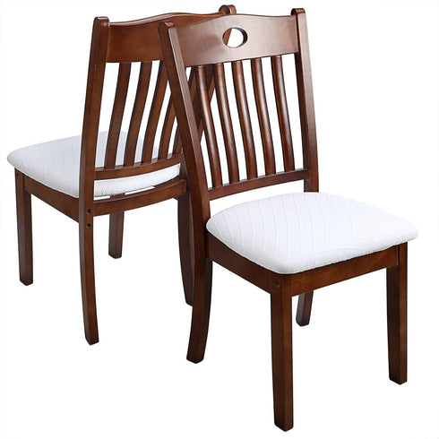 Stretch Chair Seat Covers 4 PCS, Removable Washable Anti-Dust Dining Room Cushion Slipcovers (White)