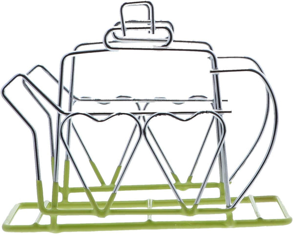 Wire Napkin Stand with Teapot Holder (Green) - Napkin Holder for Dining Table