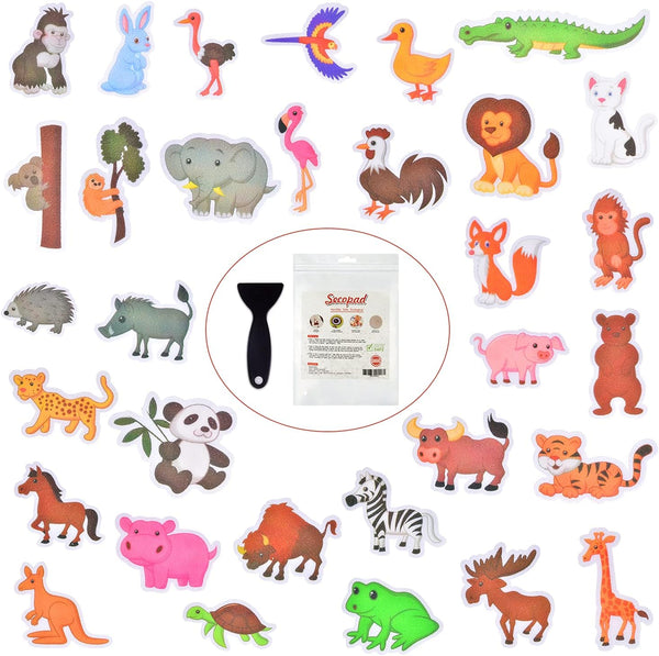 Secopad Non Slip Bathtub Stickers, 32 PCS Adhesive Kids Animals Anti Slip