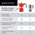 GROSCHE Milano Stovetop Espresso Maker Moka Pot, 3 Espresso Cup - 5oz, Red, Cuban Coffee Maker, Italian Espresso Brewer