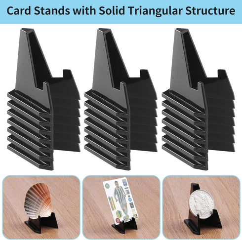 20 Pack Black Card Stands, Acrylic Mini Sports Card Holder for Displaying Trading Cards, Baseball Cards, Coins
