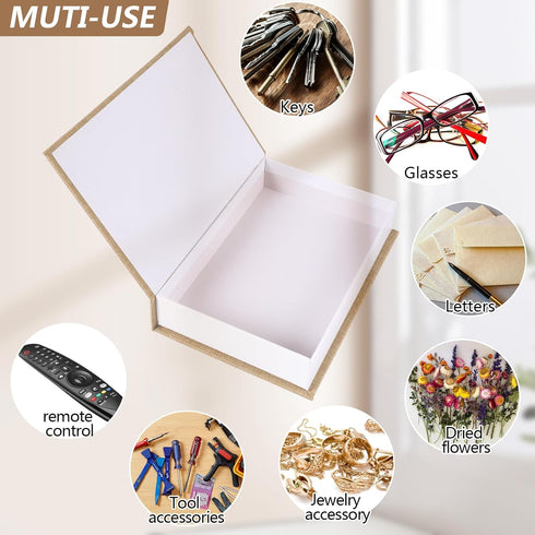 2Pcs Faux Books for Decorative, Linen Fake Books Boxes Blank Stacked Decor for DIY Crafts Hotel Entryway Bookshelf