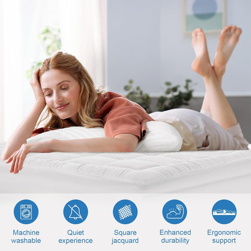 OLANLY Queen Quilted Fitted Mattress Pad, Cooling Soft Mattress Topper, Machine Washable Cover, 60x80 inch, White