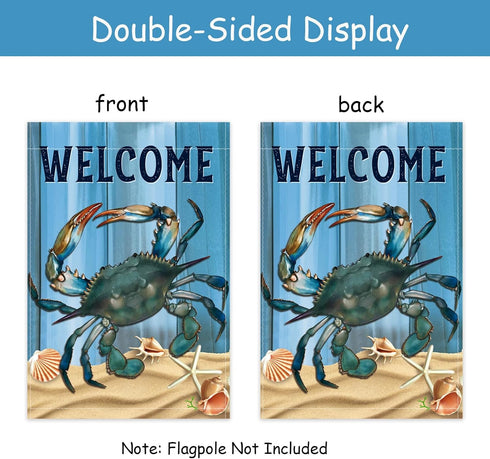 WHPCT Crab Garden Flag, Welcome to Undersea World Vertical Double Side 12x18 Inch Holiday Decor