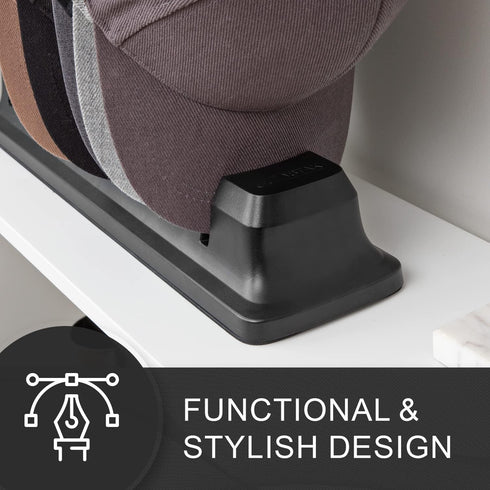 Hat Organizer for Baseball Caps, Holder for 10 Caps, No Install Required Closet Rack System - Black