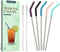 Senneny Set of 5 Stainless Steel Straws with Silicone Flex Tips, 2 Cleaning Brushes, and 1 Portable Bag (Silver)