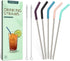 Senneny Set of 5 Stainless Steel Straws with Silicone Flex Tips, 2 Cleaning Brushes, and 1 Portable Bag (Silver)