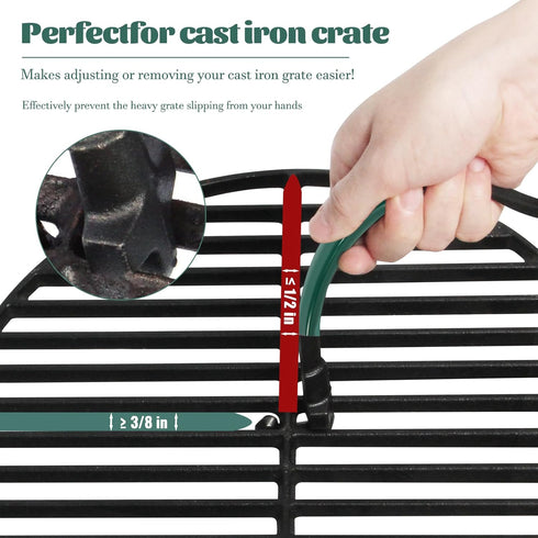 KAMaster Cast Iron Grill Grate Lifter Compatible with Big Green Egg,Primo Vision Louisiana Grills Kamado Grill
