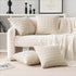 MIULEE Pack of 4 Cream White Corduroy Decorative Throw Pillow Covers, 22x22 Inch Soft Boho Striped Home Decor