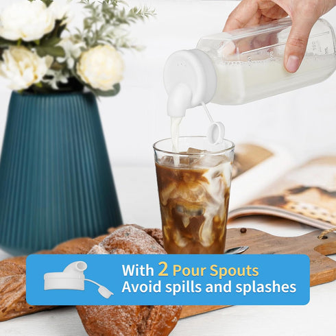 3 Pack 2 16 Oz 100% Syntic Glass Juice Bottles with Lids, Clear Glass Water Bottles w Pour Spouts, Reusable Milk Jug w