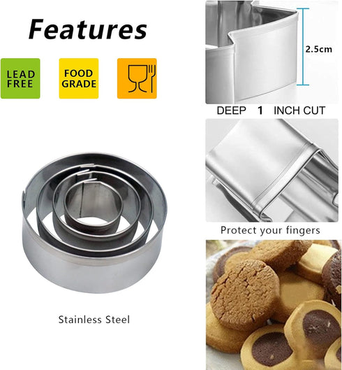 20 Pcs MINI Geometric Metal Cookie Cutters Set Fun Stainless Steel Biscuit Molds (Rectangular, Oval, Round, Square, Triangle) for Kitchen, Baking&Decorative Food, Kids, Christmas Holiday Party by 2WDECOR