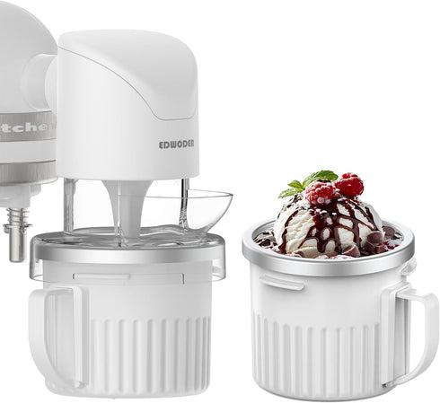 EDWODER TWO BOWLS Ice Cream Maker Attachment for All KitchenAid Stand Mixer, Makes