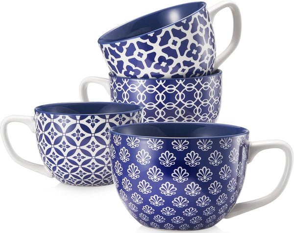 DOWAN Coffee Mugs Set of 4, 24 oz Large Coffee Mugs, Jumbo