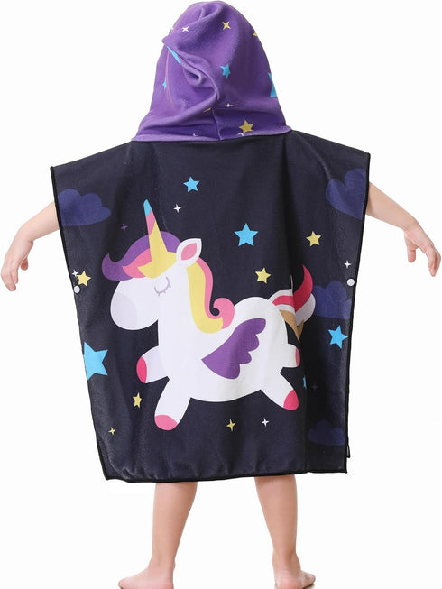 1 2 3 4 5 Unicorn Towel Poncho for Toddler s Kids Bath Beach Pool Girl Age Old Swim Cover-ups with Bag