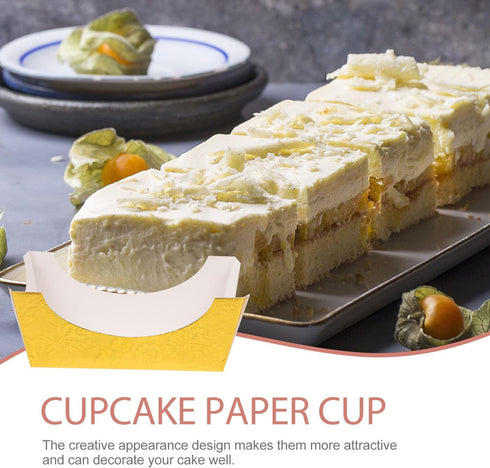 BESTonZON 100pcs Paper Baking Cups, Disposable Mousse Cake Cups for Christmas Party Wedding