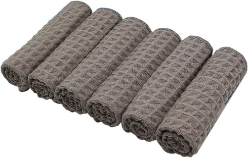 Microfiber Kitchen Cleaning Cloth, Thick Dish Rags, Ultra Absorbent Washcloths, 12inch X 12inch, 6 Pack, Gray
