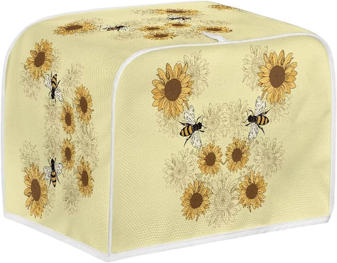 Sunflower Bee Print Toaster Dust Cover Anti-Scratch Bread Machine Protection Cover Dust Proof Case Kitchen Small Appliance Dust Cover for Most Standard 2 Slice Toaster