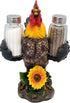 DWK 8-inch Spice to Crow About Country Rooster Salt and Pepper Shaker Figurine Display Holder - 3-Piece Set