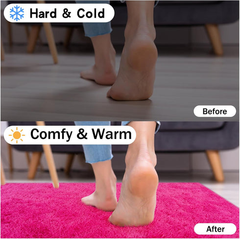 Ultra Soft Fluffy Hot Pink Rugs, 4x6 Feet Shag Area Rug for Bedroom and Living Room Decor