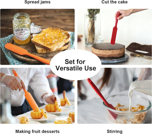 Darlingao 4 Set, Spreading(4 Pcs Silicone Jar Spatula Long Handle Heat Resistant Skinny Spatulas for Jars & Bottles