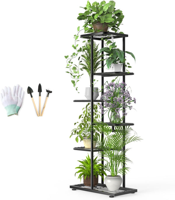 Facofaco 6 Tier 7 Potted Metal Plant Stand Indoor with Gardening Tools and