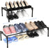 2 17 ''-30 1 Closet Teenyyou Pcs Expandable Shoe Rack '' Adjustable Shoe Shelf Metal Tier Rack Black Stackable