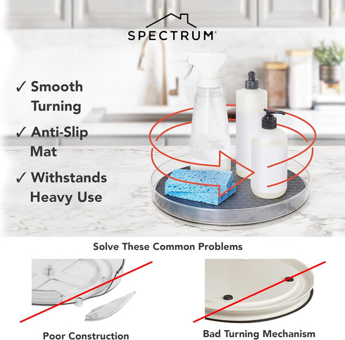 Spectrum Lazy Susan Organizer, Hexa Medium (1-Pack) for Cabinet, Refrigerator, Pantry, Table, & Shelf