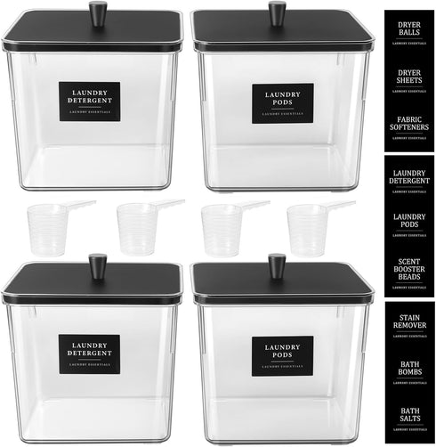 Hudgan 4 Pack Laundry Detergent Container Large Laundry Pods jars with lids
