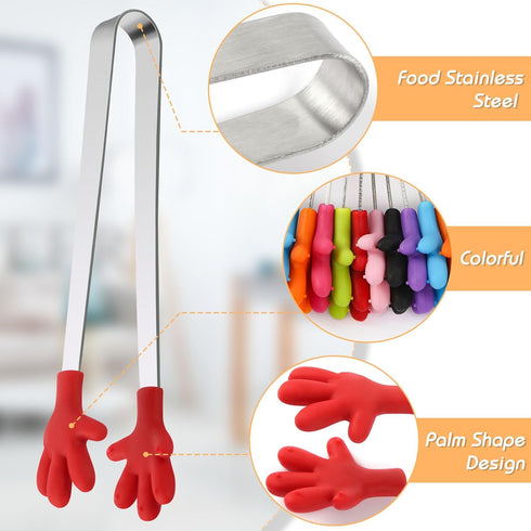 Shindel Small Tongs, 5.1 Inch Mini Tongs for Kids, Cute Kitchen Gadgets for Serving Snacks, Candy, Appetizers