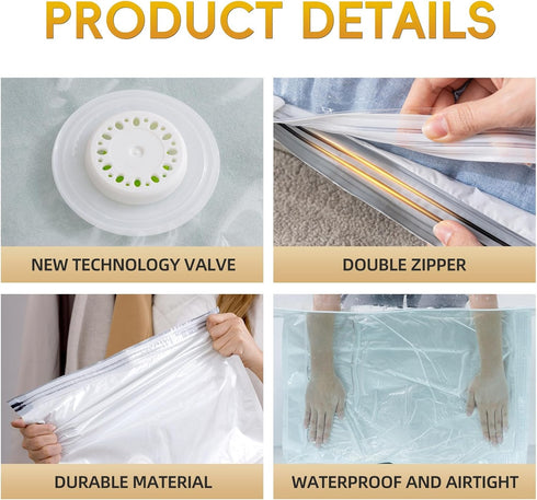 Vacuum Storage Bags with Electric Air Pump - 25 Pack (5 Jumbo, 5 Large, 5 Medium, 10 Roll Up Bags)