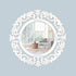 Round Wall Mirror, Hand Carved Rustic Farmhouse Accent Mirror, 14x14 Inch White Antique Entry Mirror for Bathroom