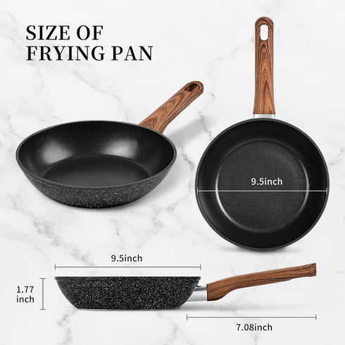 Frying Pan Nonstick, 9.5 Inch, Non Toxic Skillet, Oven Safe, Induction Compatible