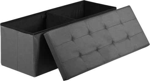 SUPER DEAL 43 Inches Folding Storage Ottoman Bench, Foot Rest with Divider