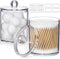 2 Pack Acrylic Qtip Holder Dispenser - Clear Plastic Canister for Cotton Swabs, Balls, Pads, Floss Picks, Bathroom Decor