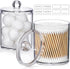 2 Pack Acrylic Qtip Holder Dispenser - Clear Plastic Canister for Cotton Swabs, Balls, Pads, Floss Picks, Bathroom Decor