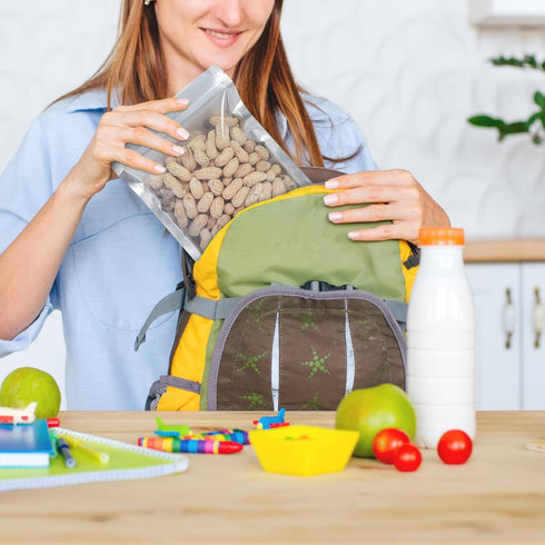 50 Packs Window,1 QUART(9.44 7"x 10") 400CC Mylar Bags for Food Storage with Clear Mil, Reusable Mylar Bags with Oxygen