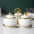 Golf Porcelain Sugar Bowl Condiment Pot, Salt Container with Lid, Spoon and Tray, Set of 3, Modern Spice Box Seasoning